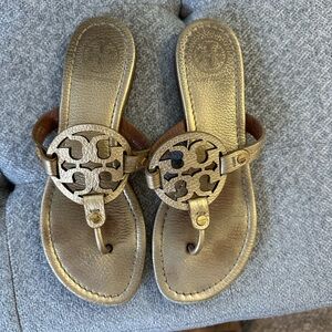 Tory Burch Metallic Gold Thong Sandals